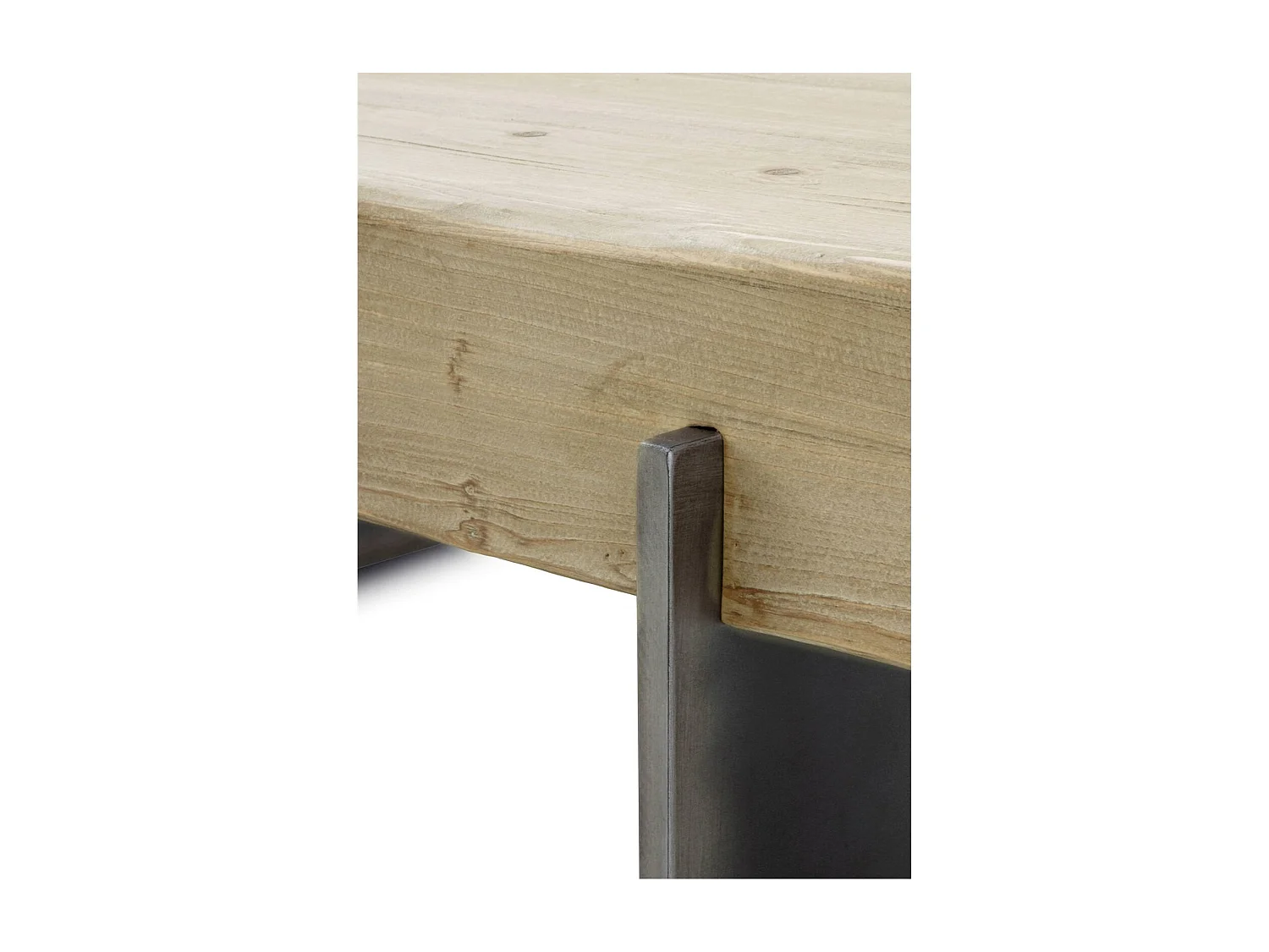 Table basse rectangulaire bois d'abeto et pieds métal laqué