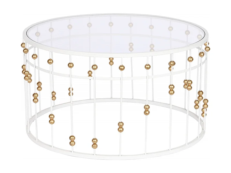 Table basse en verre et métal blanc doré pour salon chic