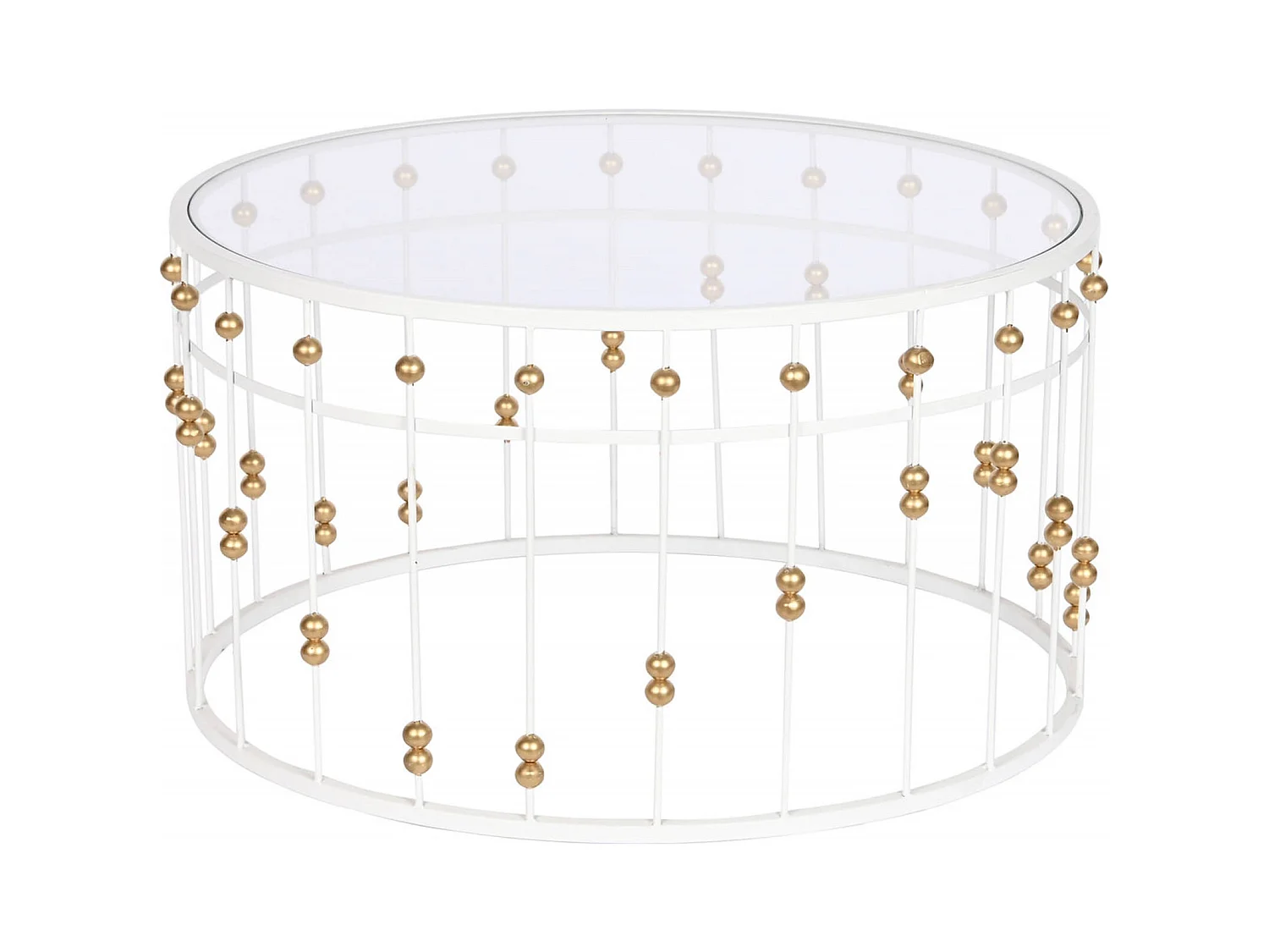 Table basse en verre et métal blanc doré pour salon chic