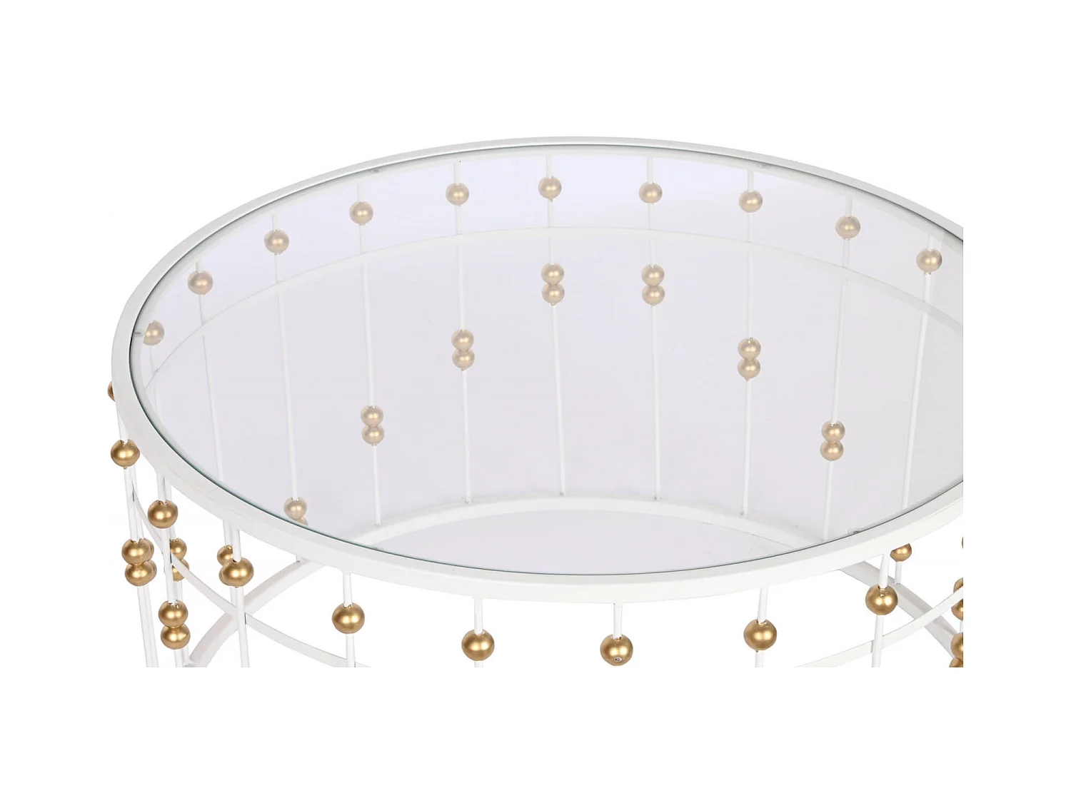 Table basse en verre et métal blanc doré pour salon chic