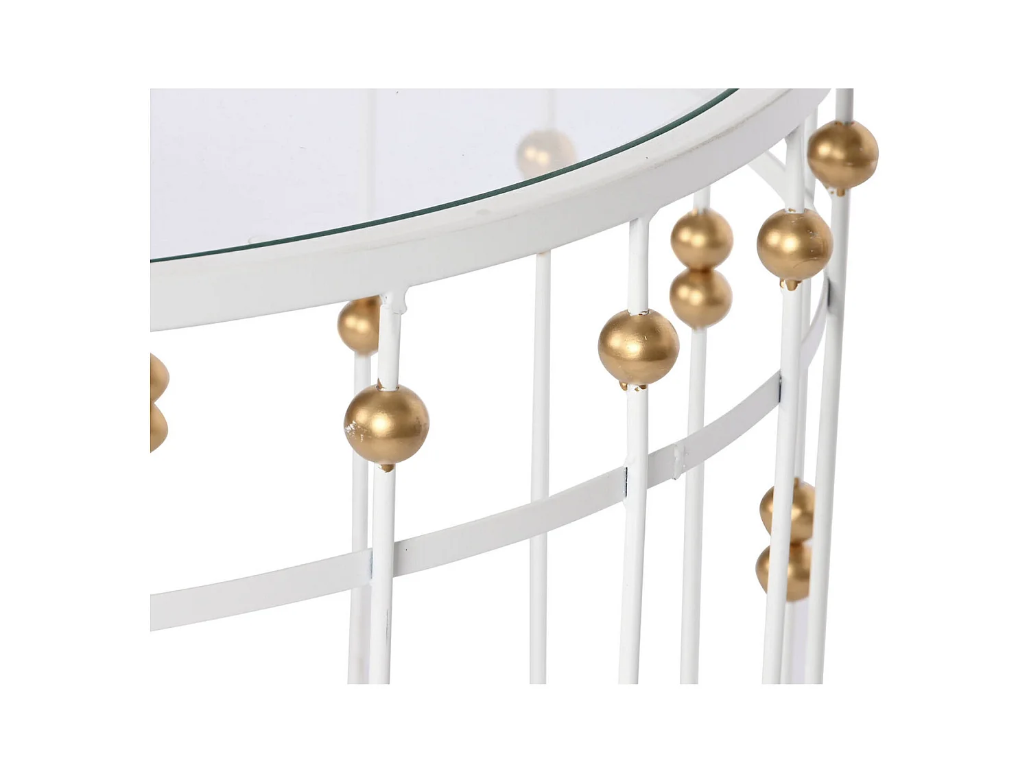 Table basse en verre et métal blanc doré pour salon chic