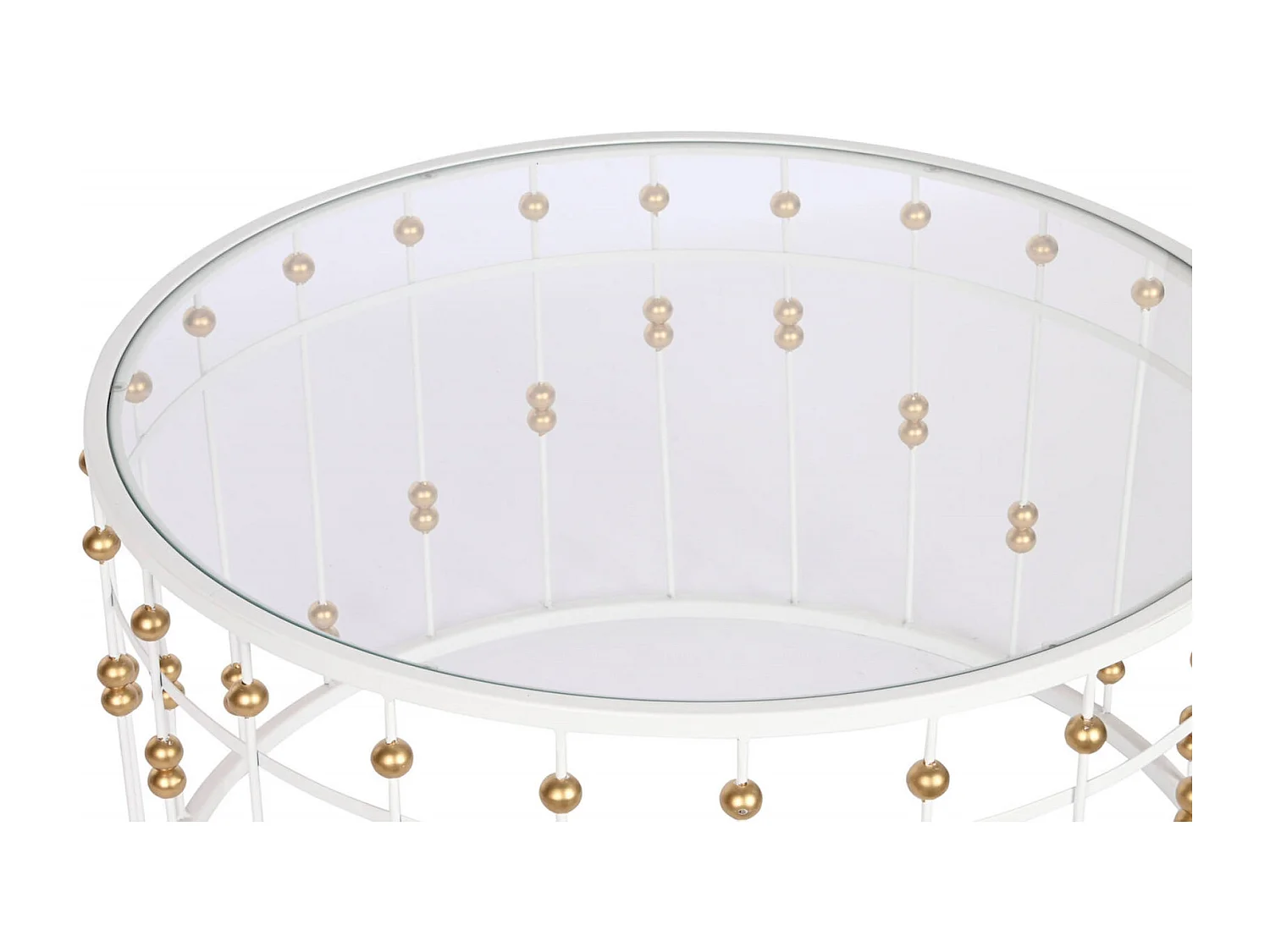 Table basse en verre et métal blanc doré pour salon chic