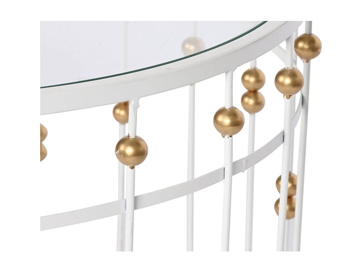 Table basse en verre et métal blanc doré pour salon chic