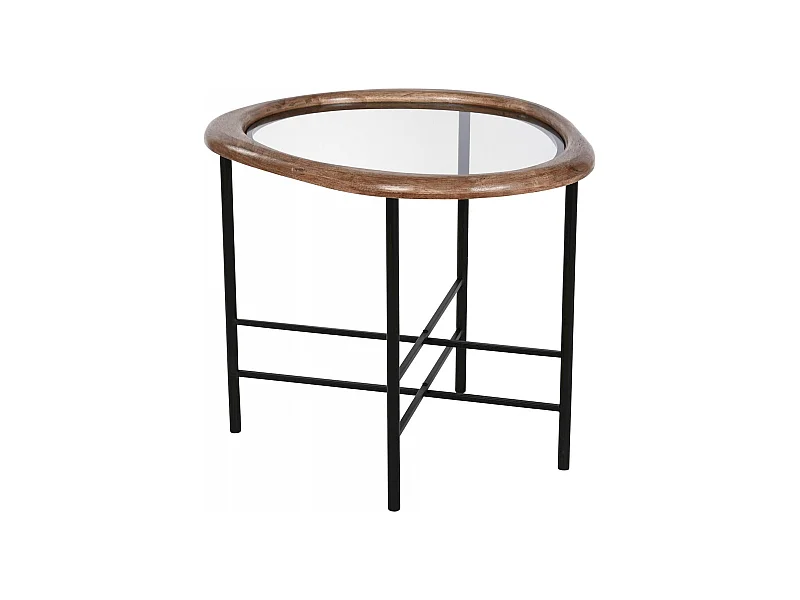 Table basse verre et bois noir pour salon chic