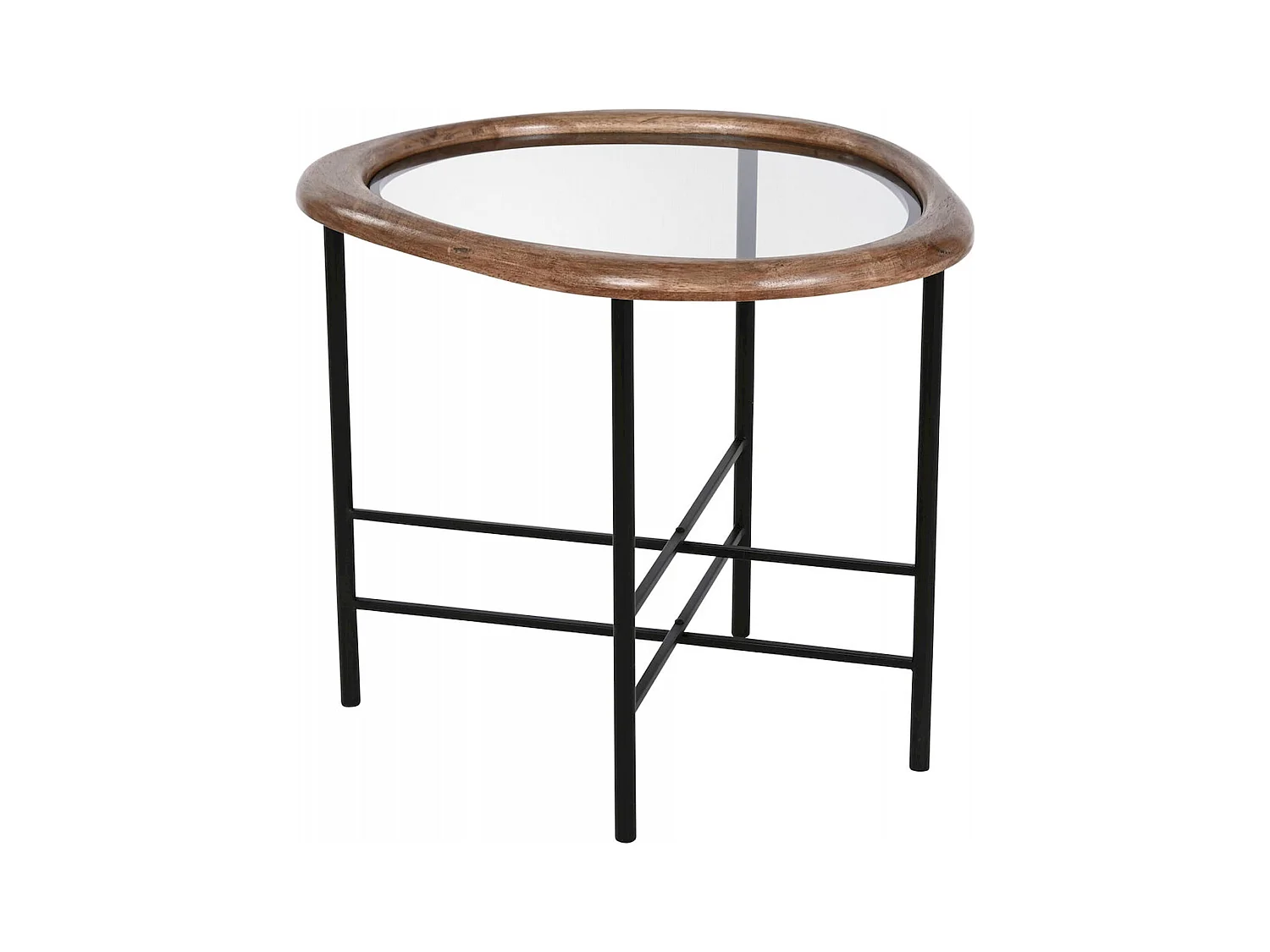 Table basse verre et bois noir pour salon chic