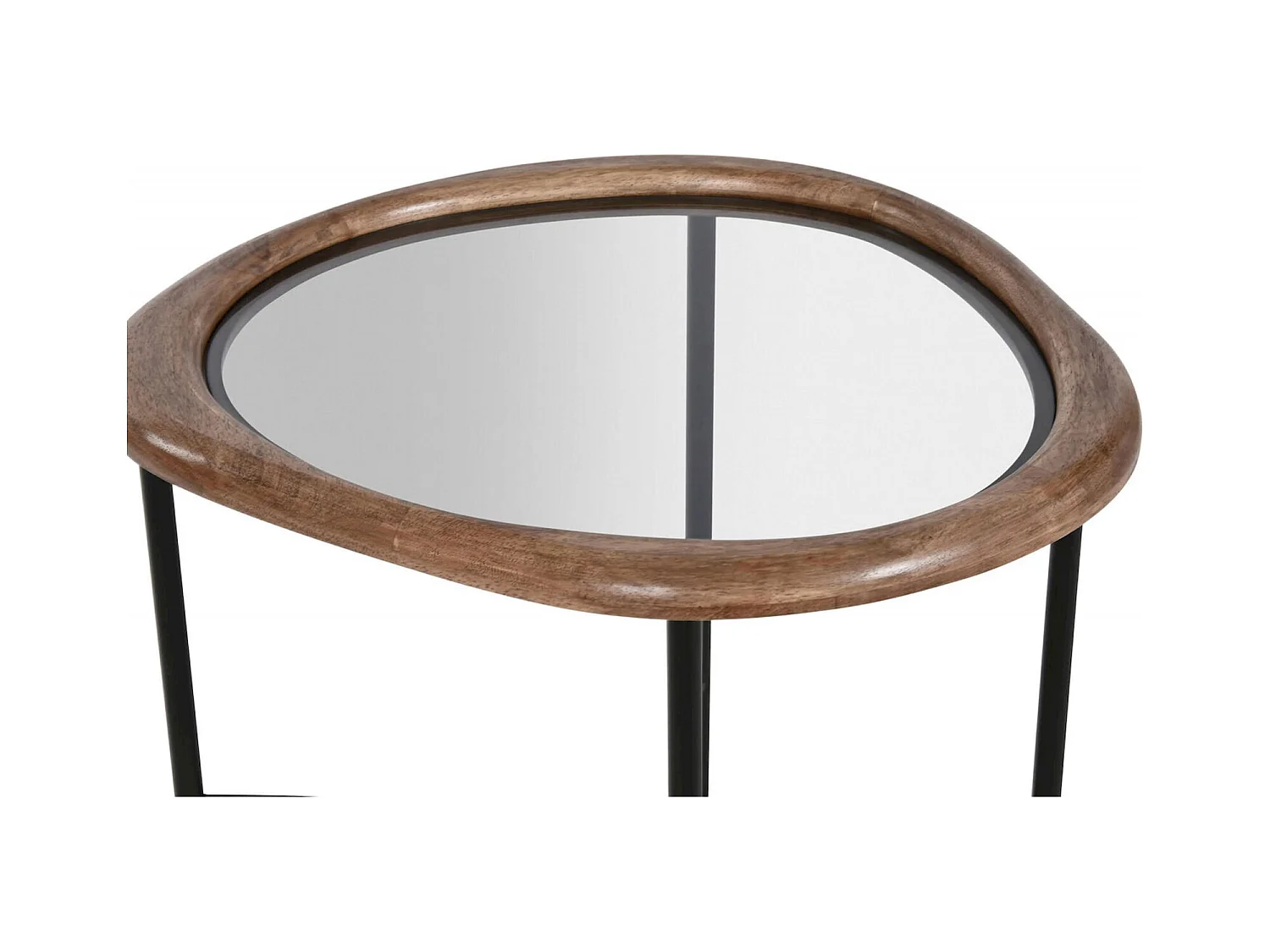 Table basse verre et bois noir pour salon chic
