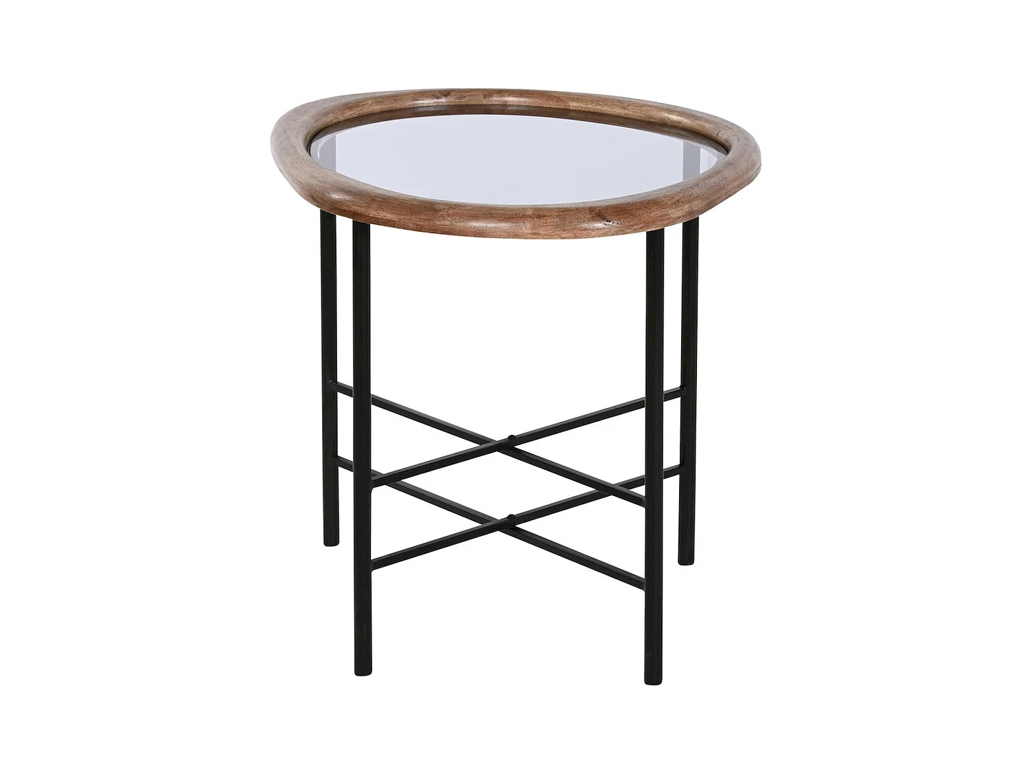 Table basse verre et bois noir pour salon chic