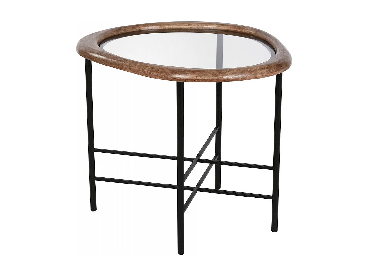 Table basse verre et bois noir pour salon chic