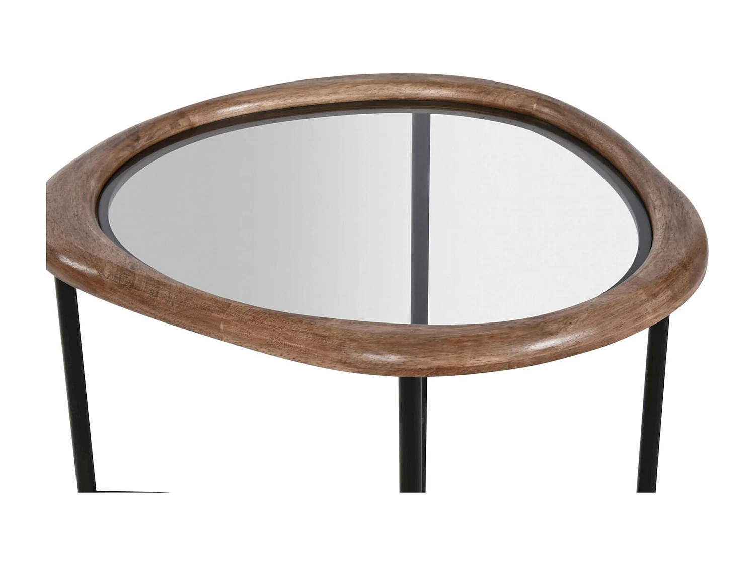 Table basse verre et bois noir pour salon chic