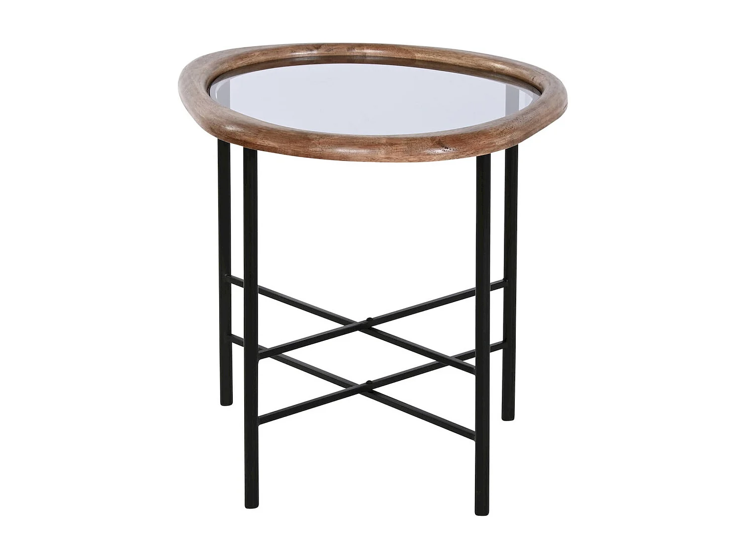 Table basse verre et bois noir pour salon chic