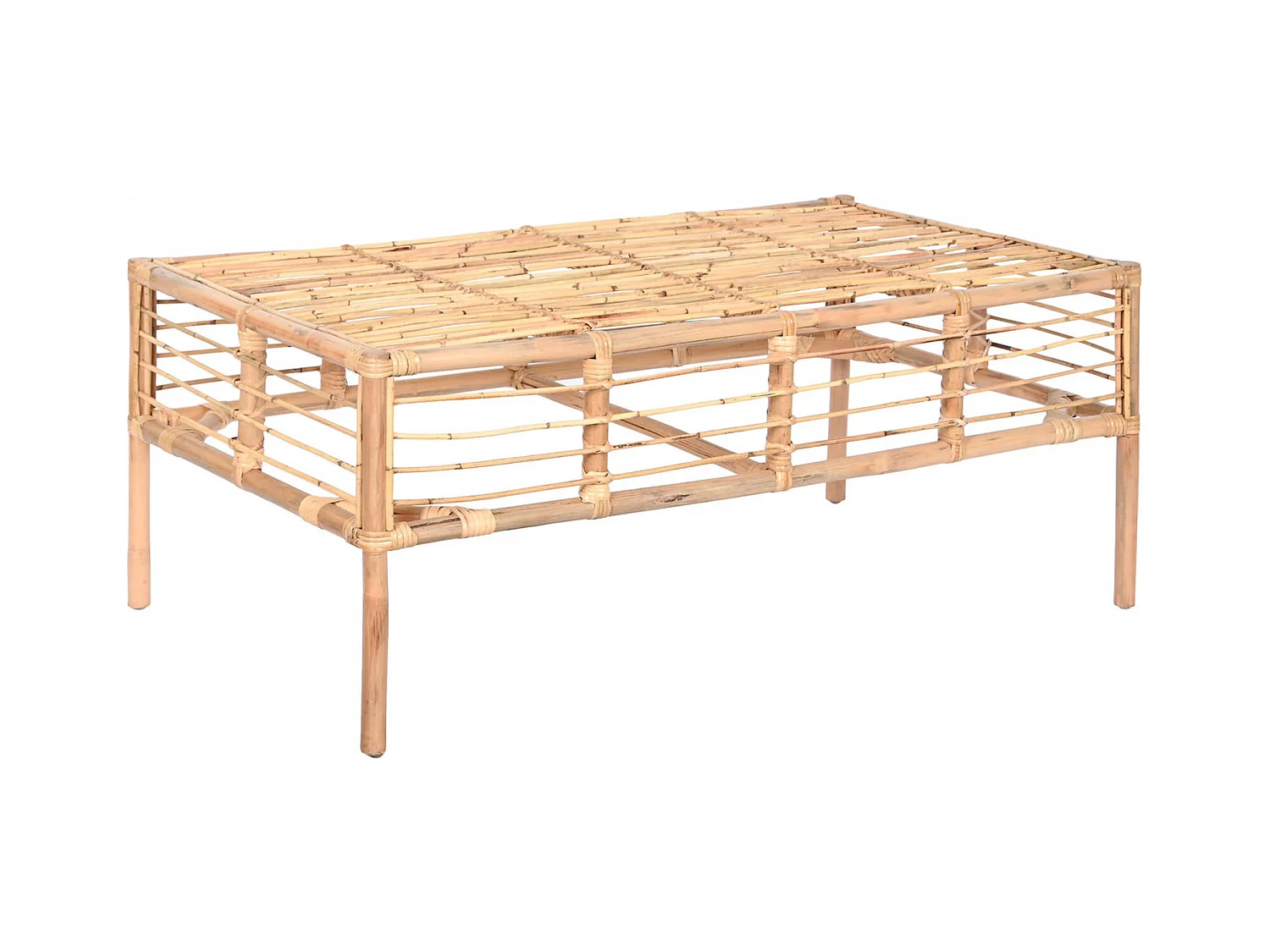 Table basse rotin naturel élégance pour salon cosy