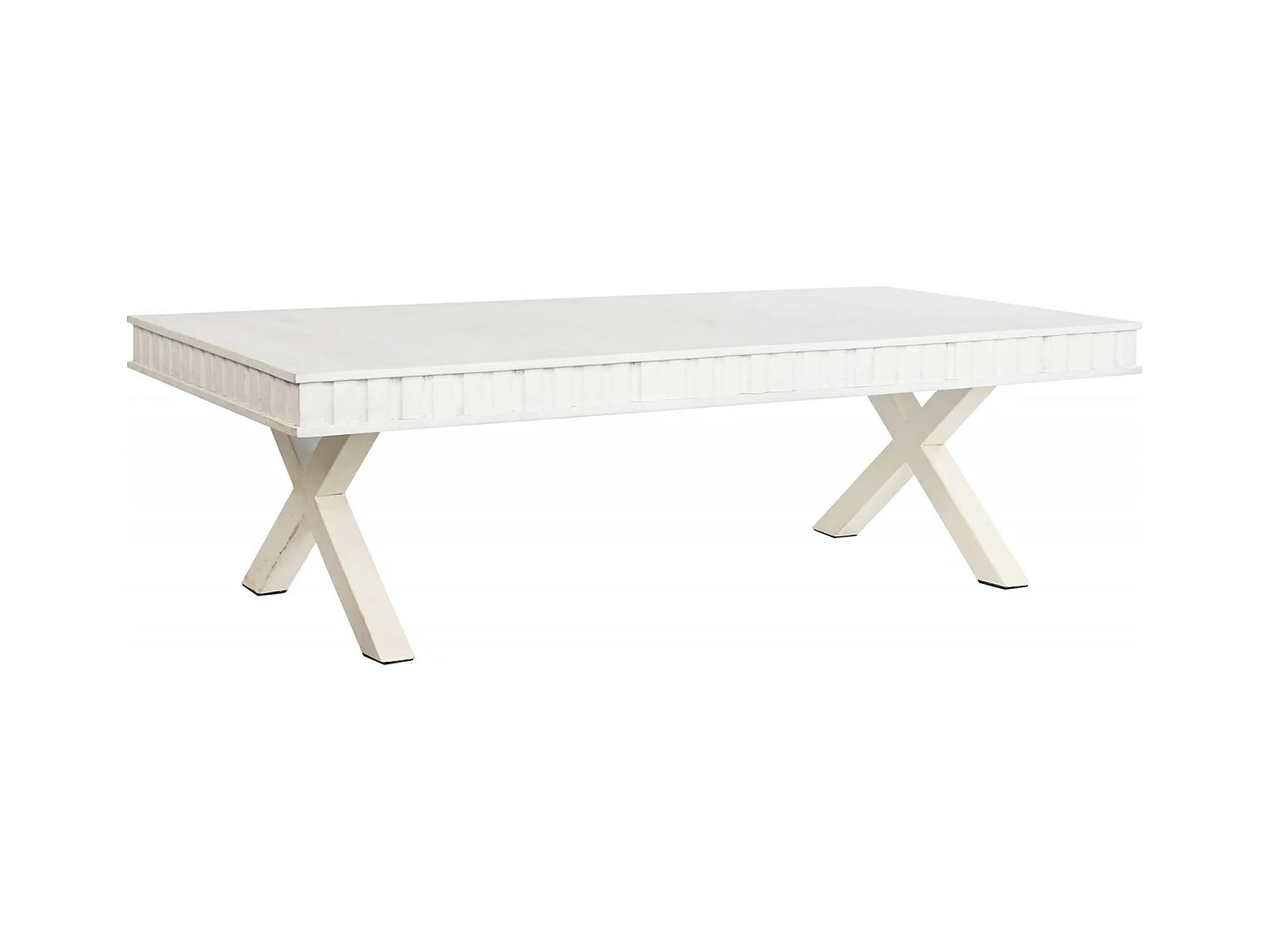 Table basse élégance mango blanc et métal design