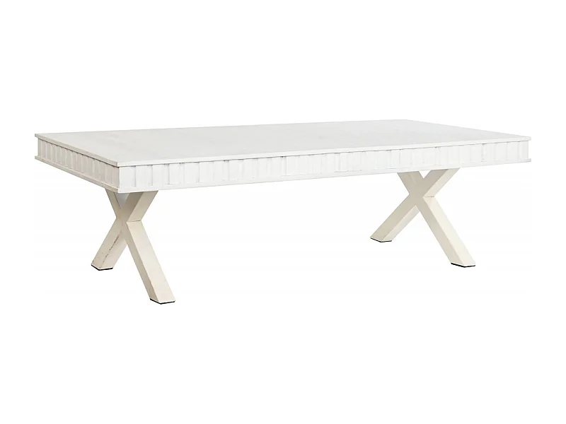 Table basse élégance mango blanc et métal design