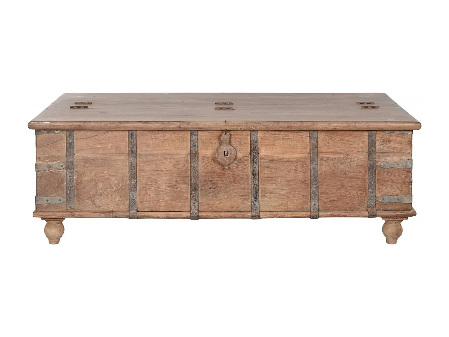 Table basse style rustique en teck massif naturel