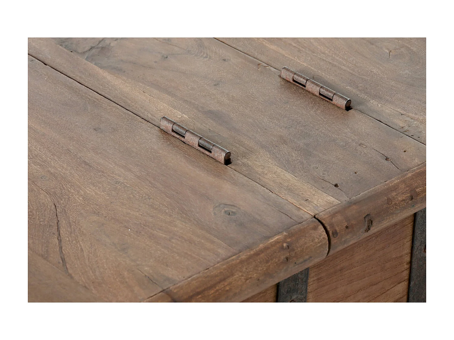 Table basse style rustique en teck massif naturel
