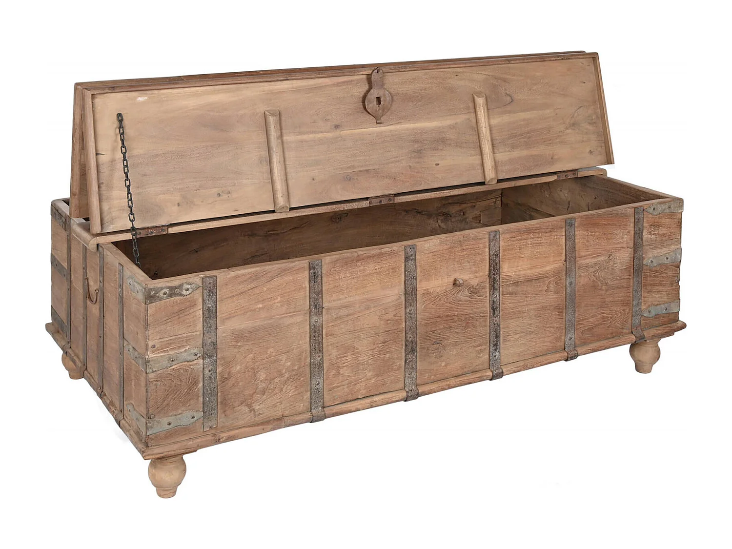 Table basse style rustique en teck massif naturel
