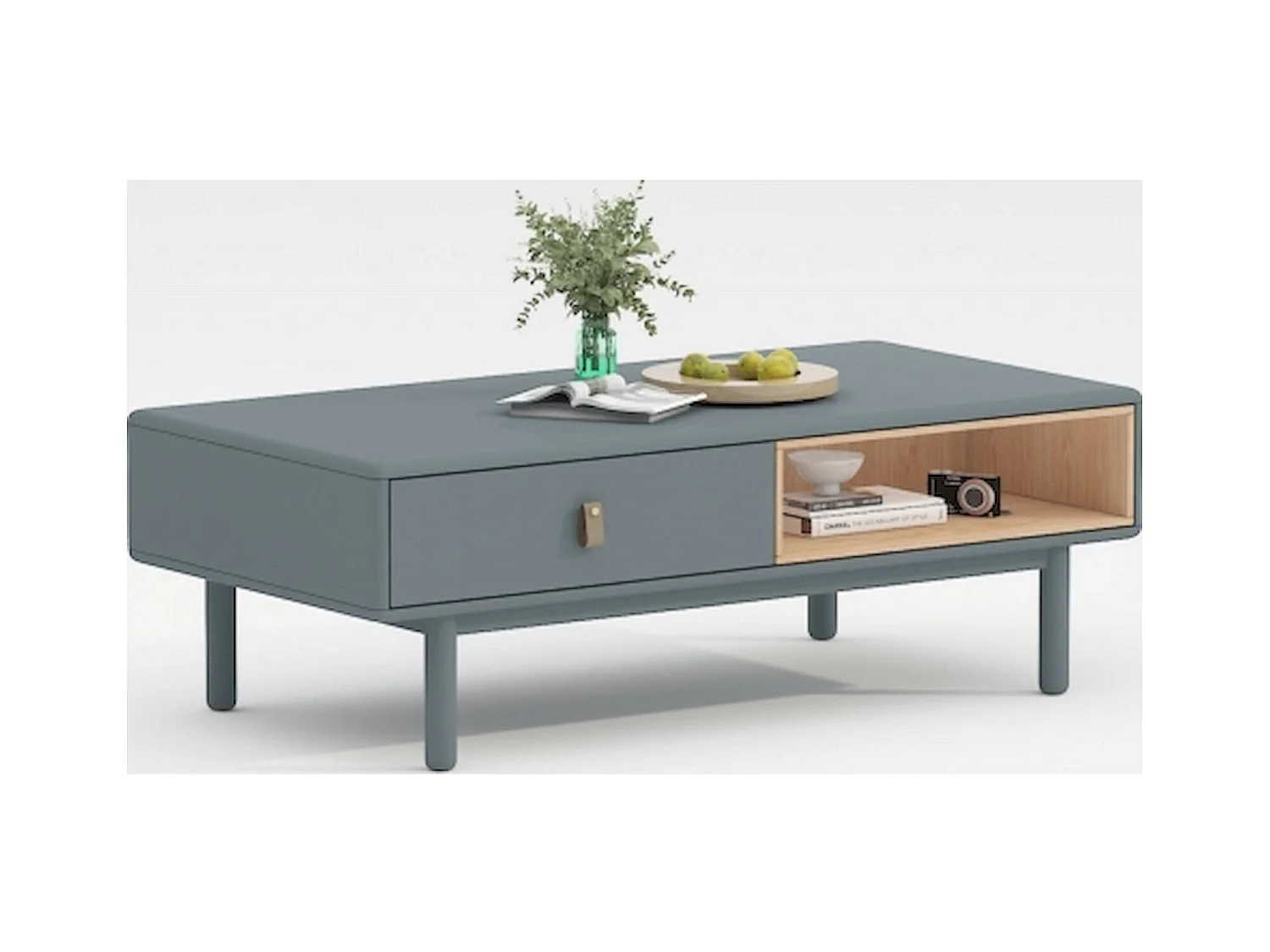 Table basse bois bleu élégance moderne pour salon