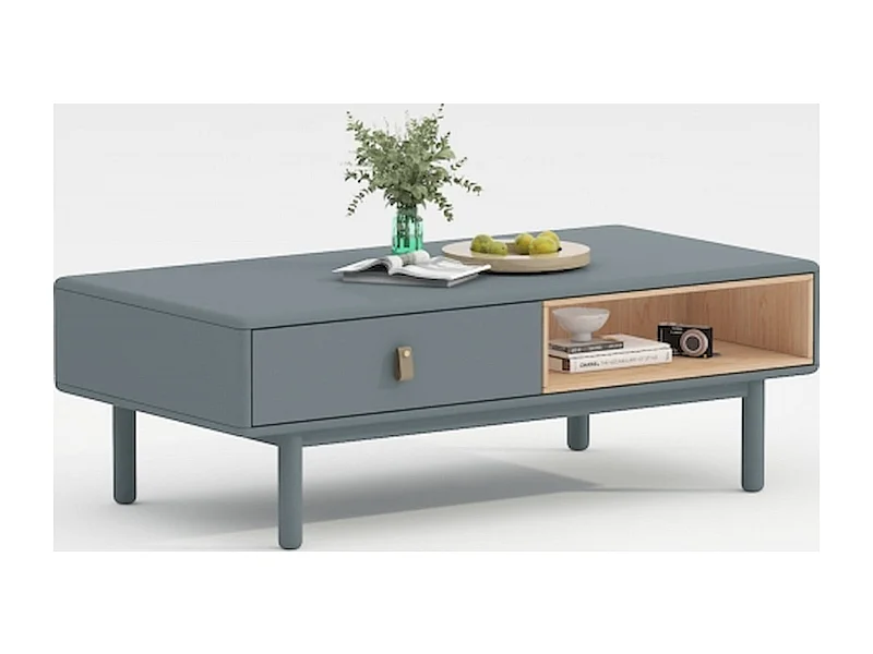 Table basse bois bleu élégance moderne pour salon