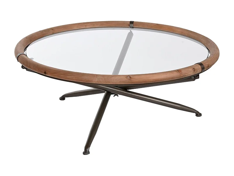 Table basse bois et verre design élégant