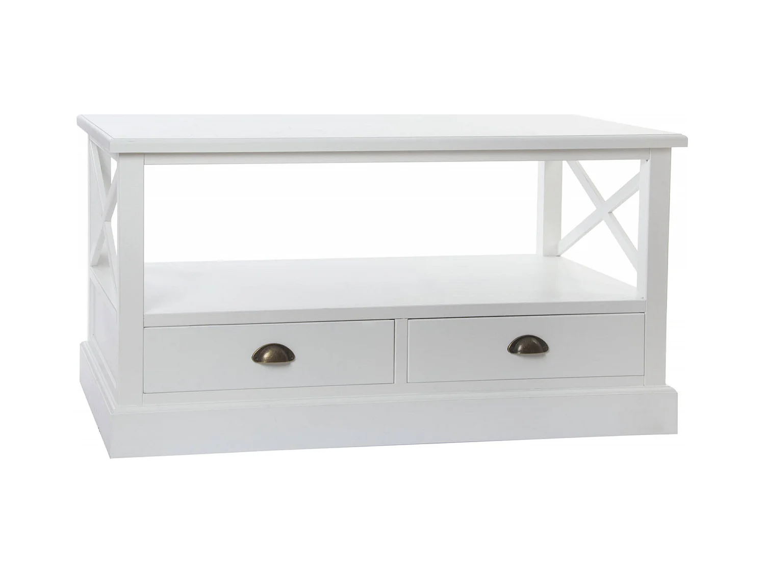 Table basse chic en bois blanc avec rangement intégré