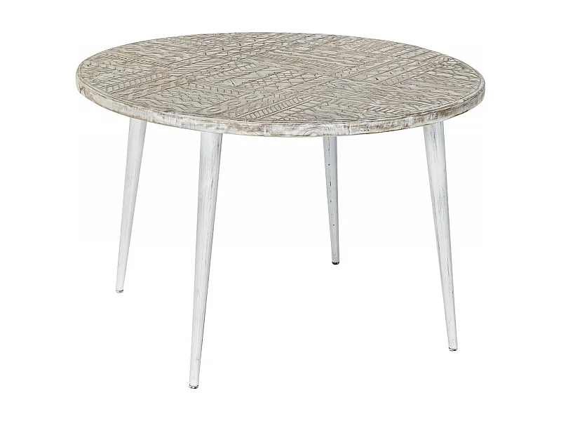 Table basse élégance bois blanc et métal doré