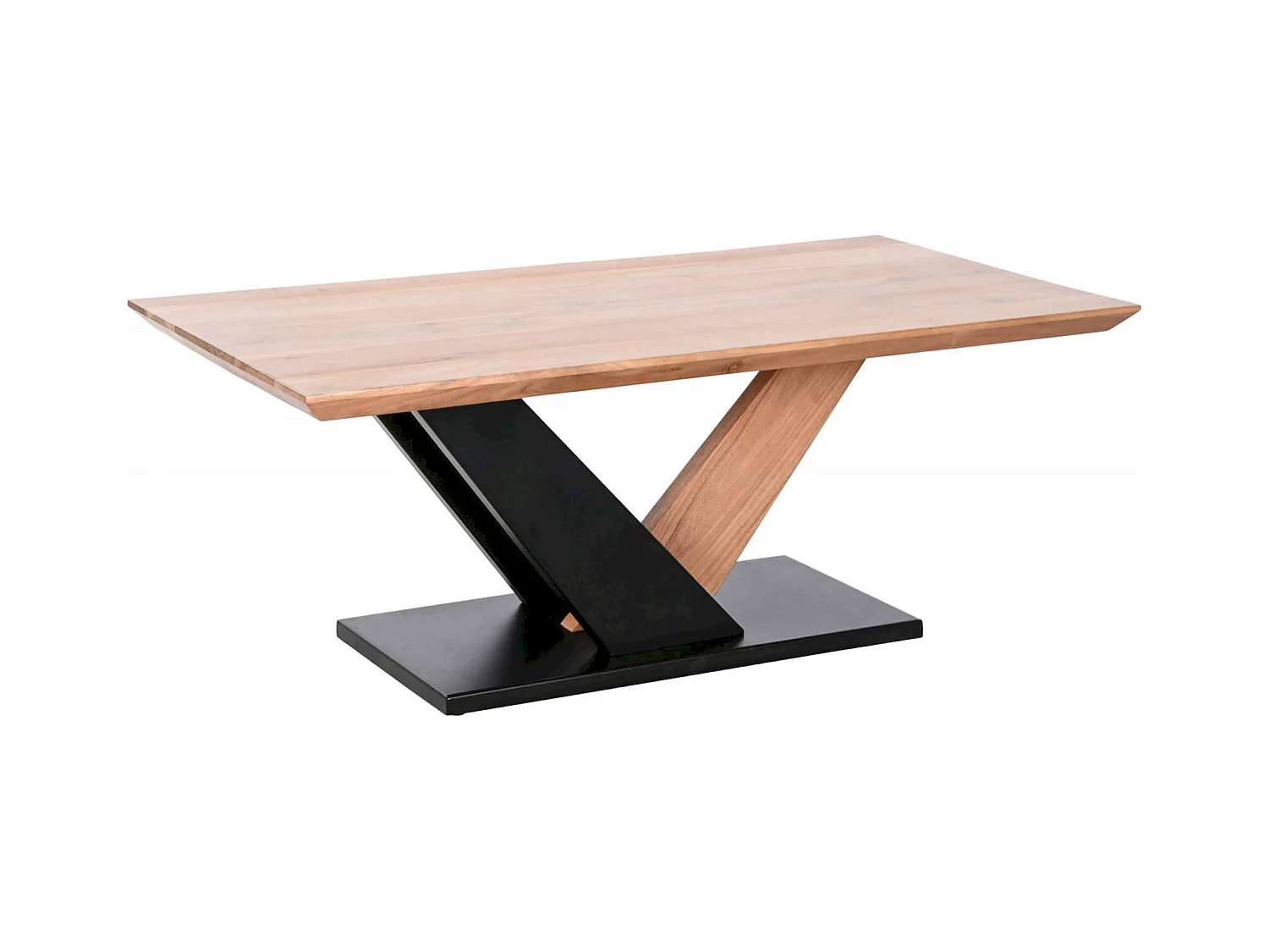 Table basse acacia et métal élégance contemporaine