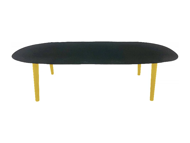 Table basse chic noire aux reflets dorés pour salon
