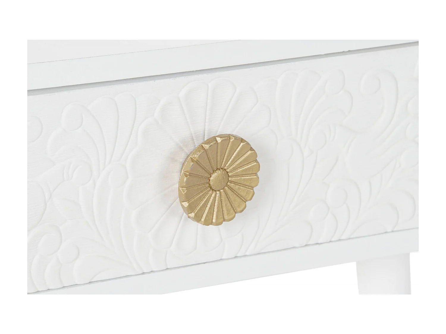 Table basse design mandala en blanc et or élégante