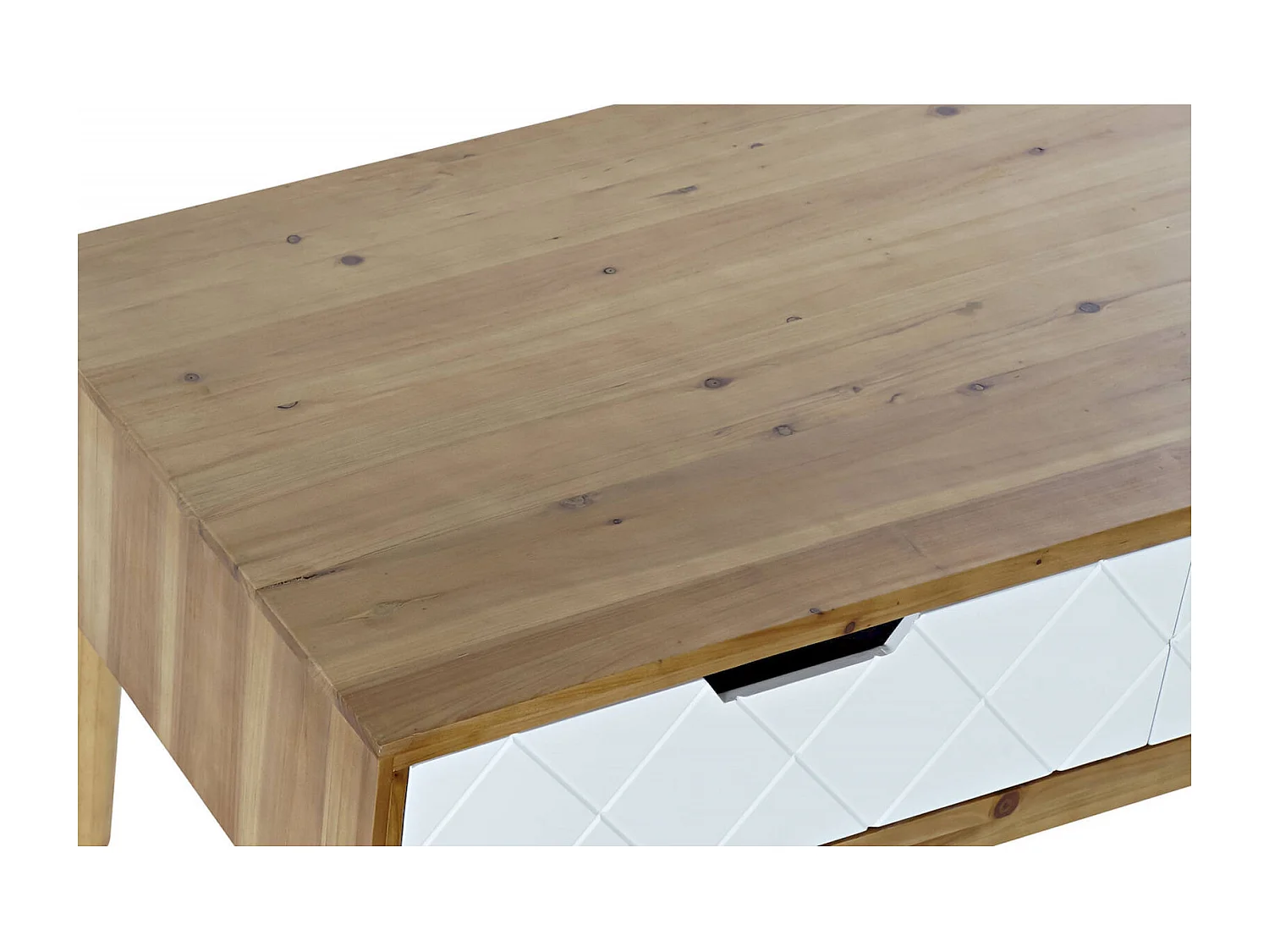 Table basse en épicéa marron blanc élégante et moderne