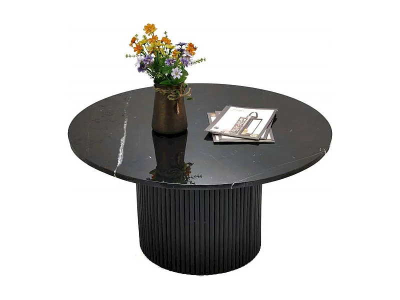 Table basse élégance en marbre noir pour salon chic