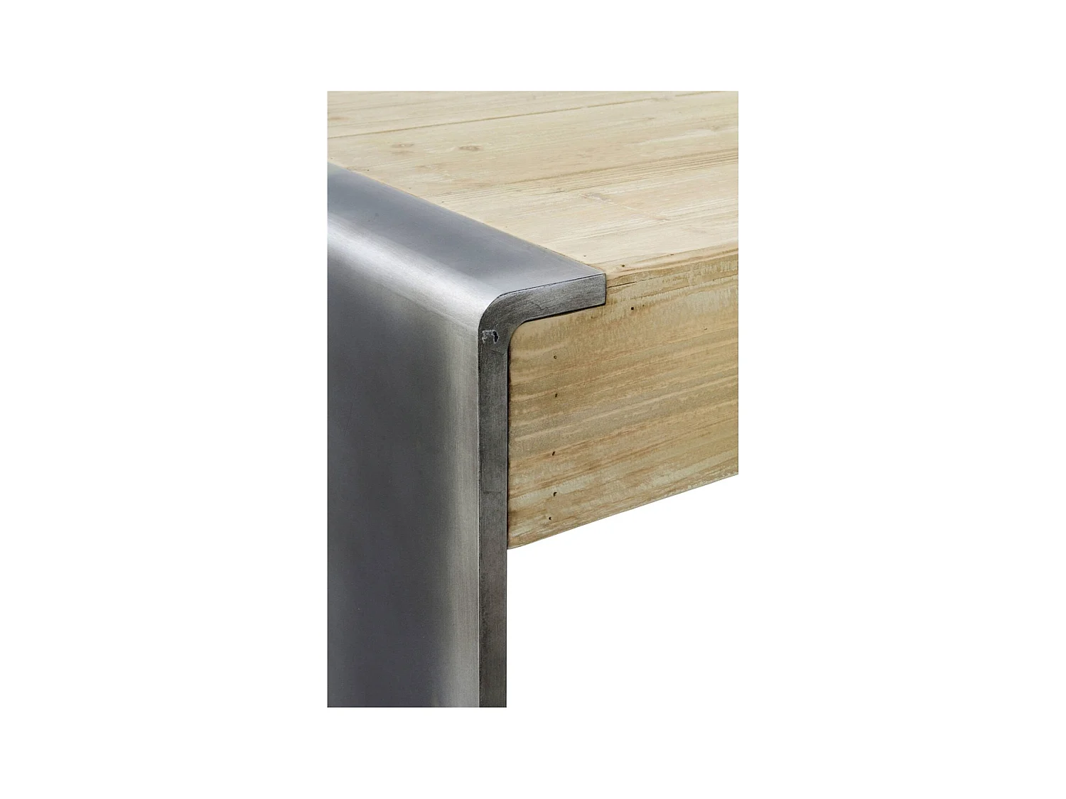 Table basse rectangulaire bois d'épicéa et finitions métal chic