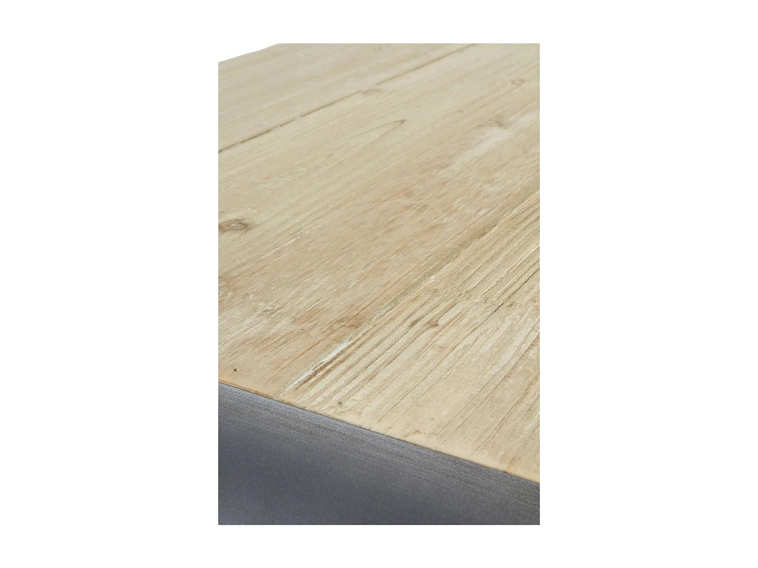 Table basse rectangulaire bois d'épicéa et finitions métal chic