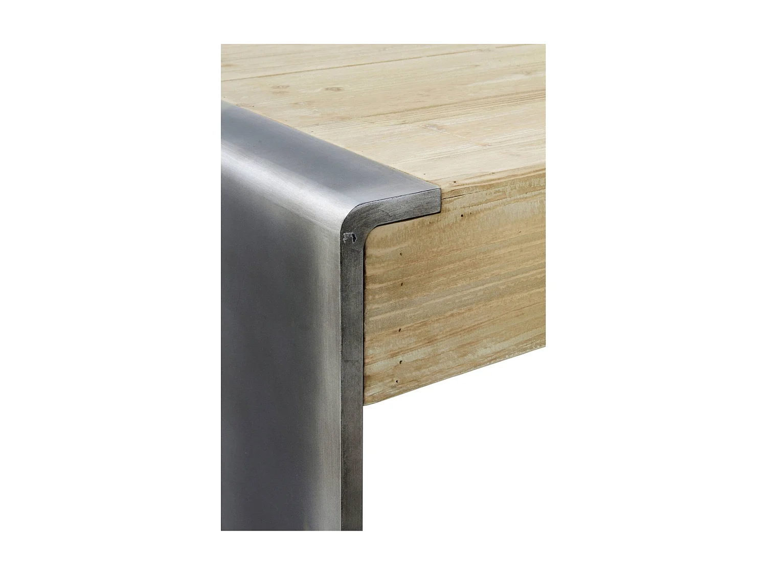 Table basse rectangulaire bois d'épicéa et finitions métal chic