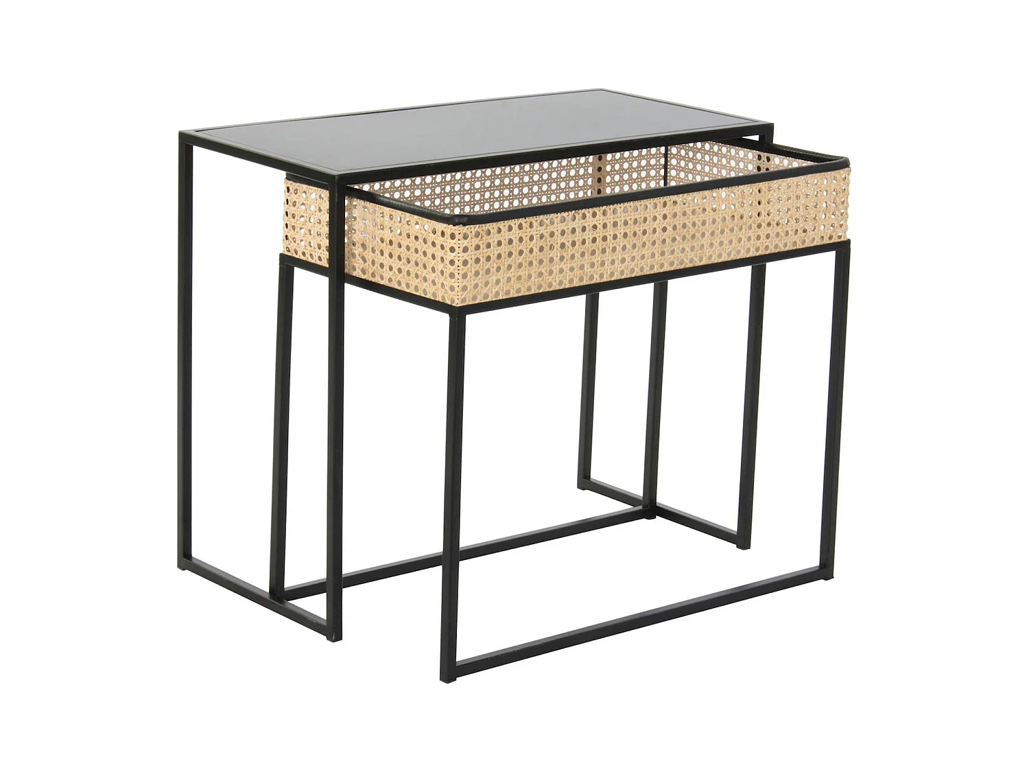 Table basse élégance rotin et finition métal