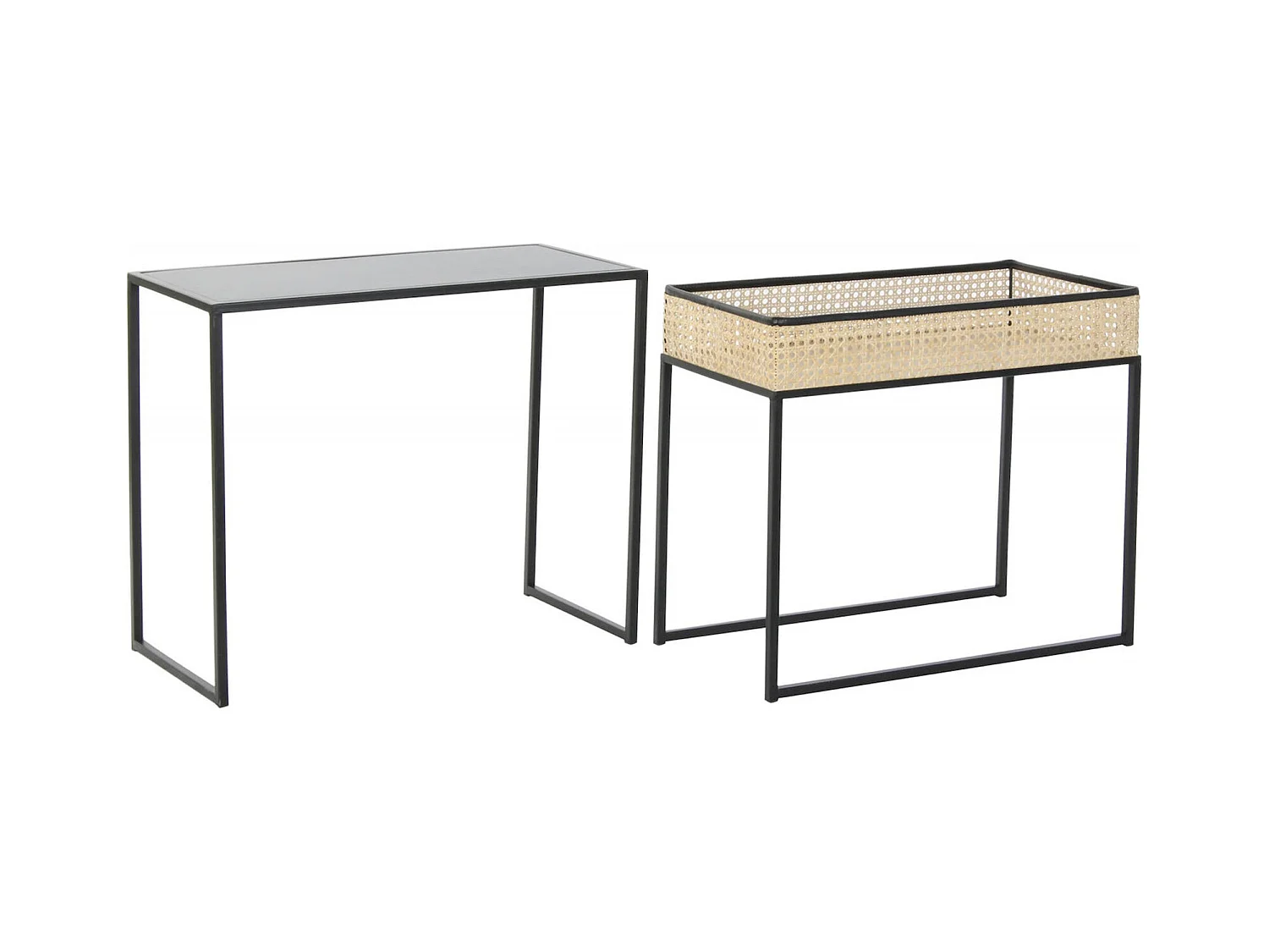 Table basse élégance rotin et finition métal