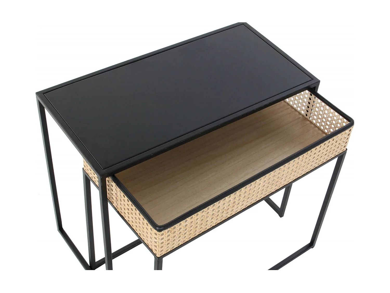 Table basse élégance rotin et finition métal