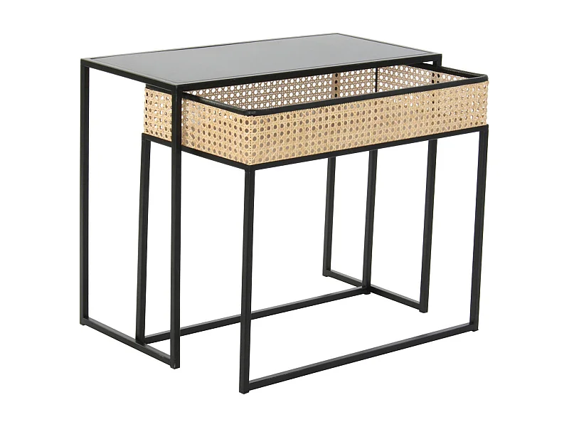 Table basse élégance rotin et finition métal