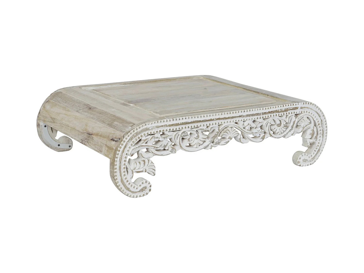 Table basse en bois de mangue blanchi élégant