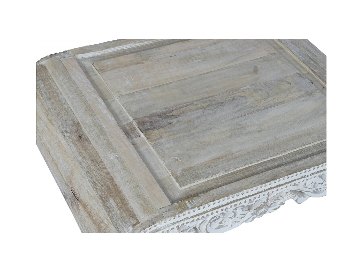 Table basse en bois de mangue blanchi élégant