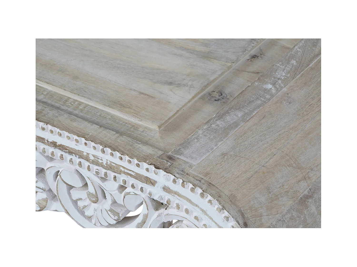 Table basse en bois de mangue blanchi élégant