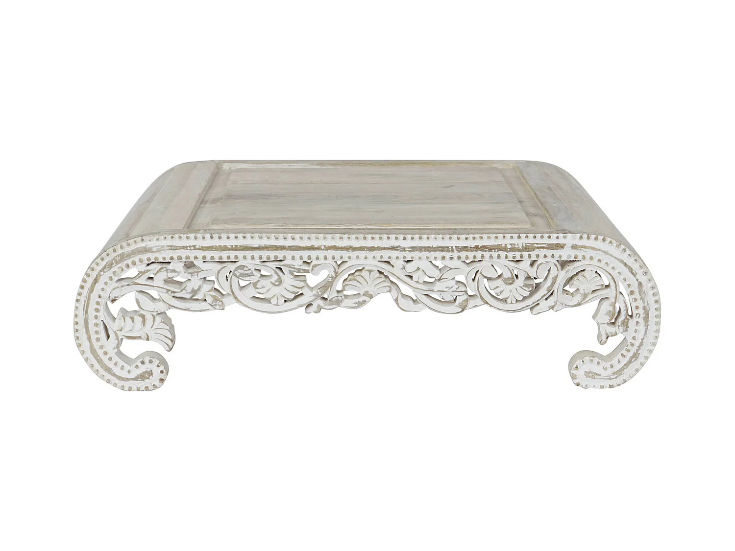 Table basse en bois de mangue blanchi élégant