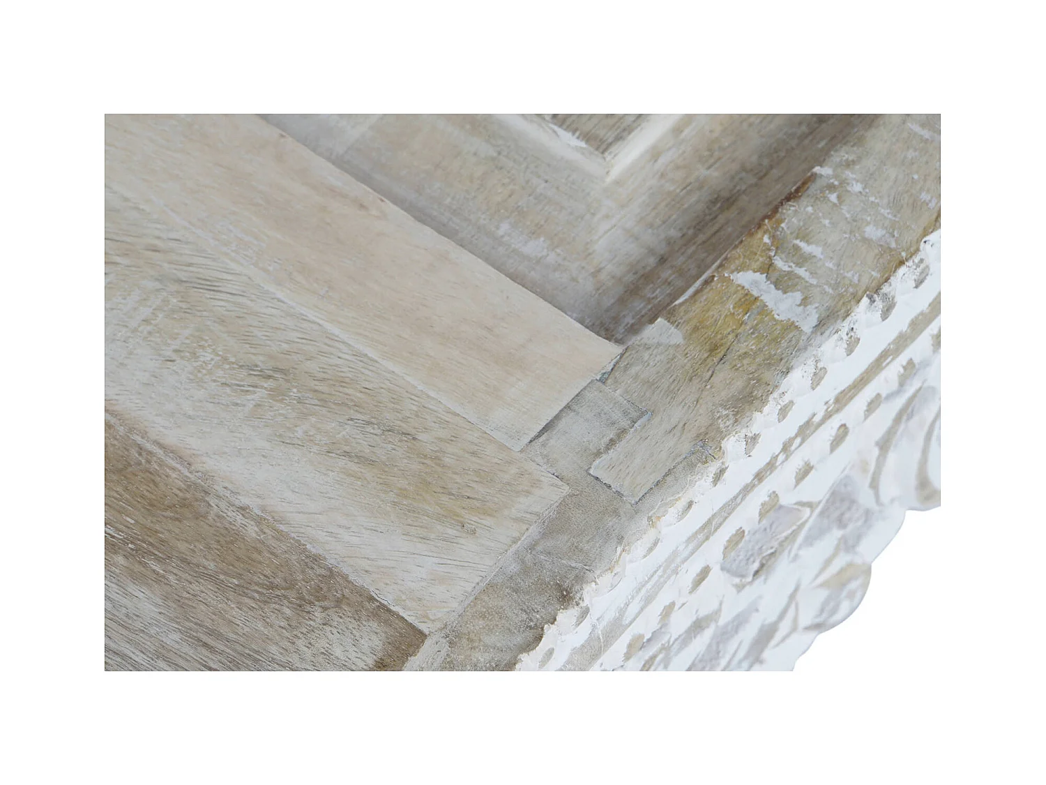 Table basse en bois de mangue blanchi élégant