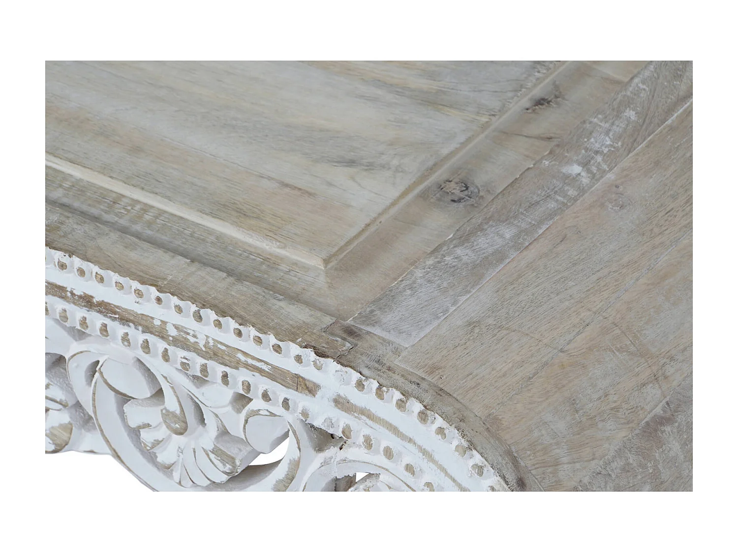 Table basse en bois de mangue blanchi élégant