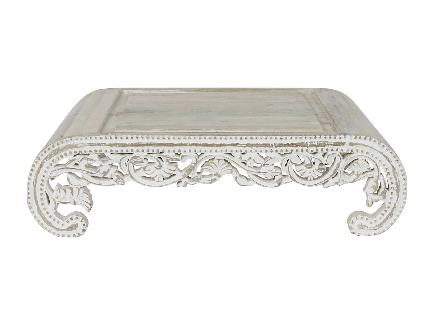 Table basse en bois de mangue blanchi élégant