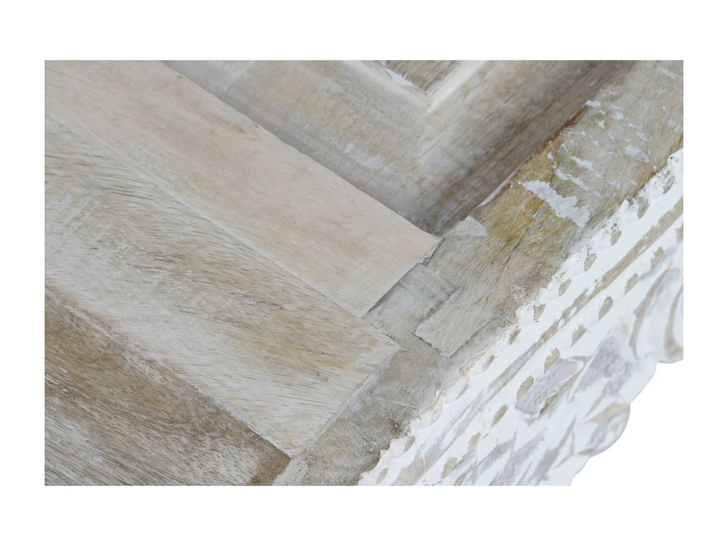 Table basse en bois de mangue blanchi élégant