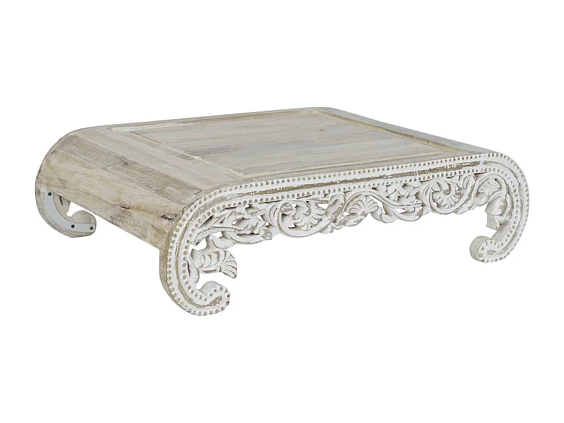 Table basse en bois de mangue blanchi élégant