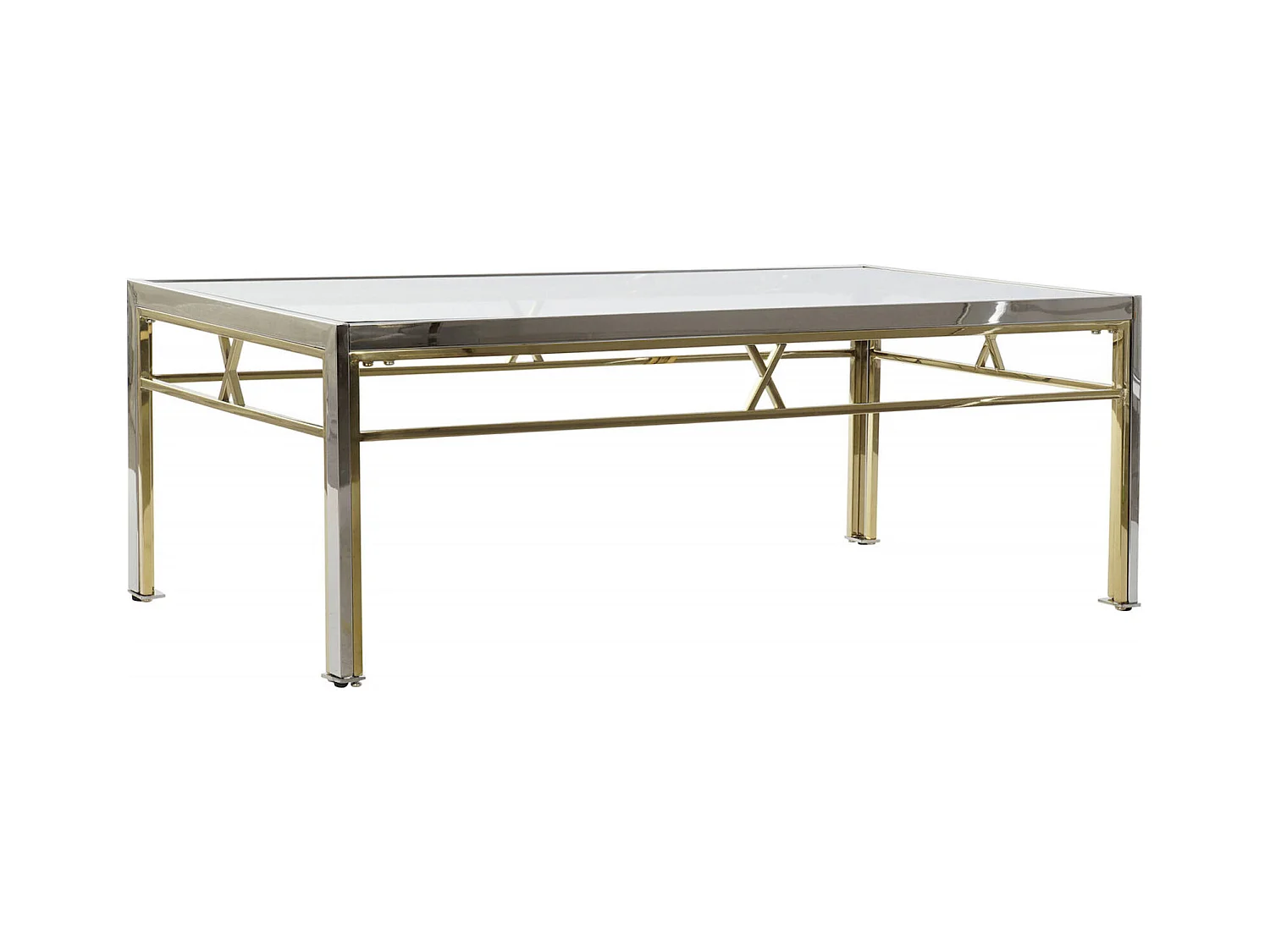 Table basse design en verre et acier argenté élégant