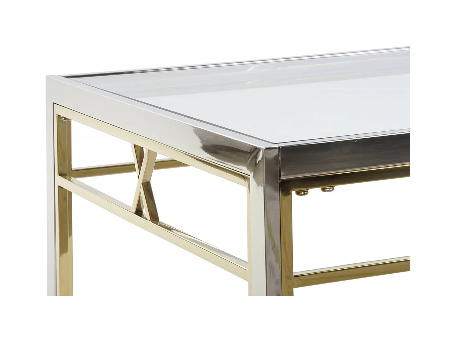 Table basse design en verre et acier argenté élégant