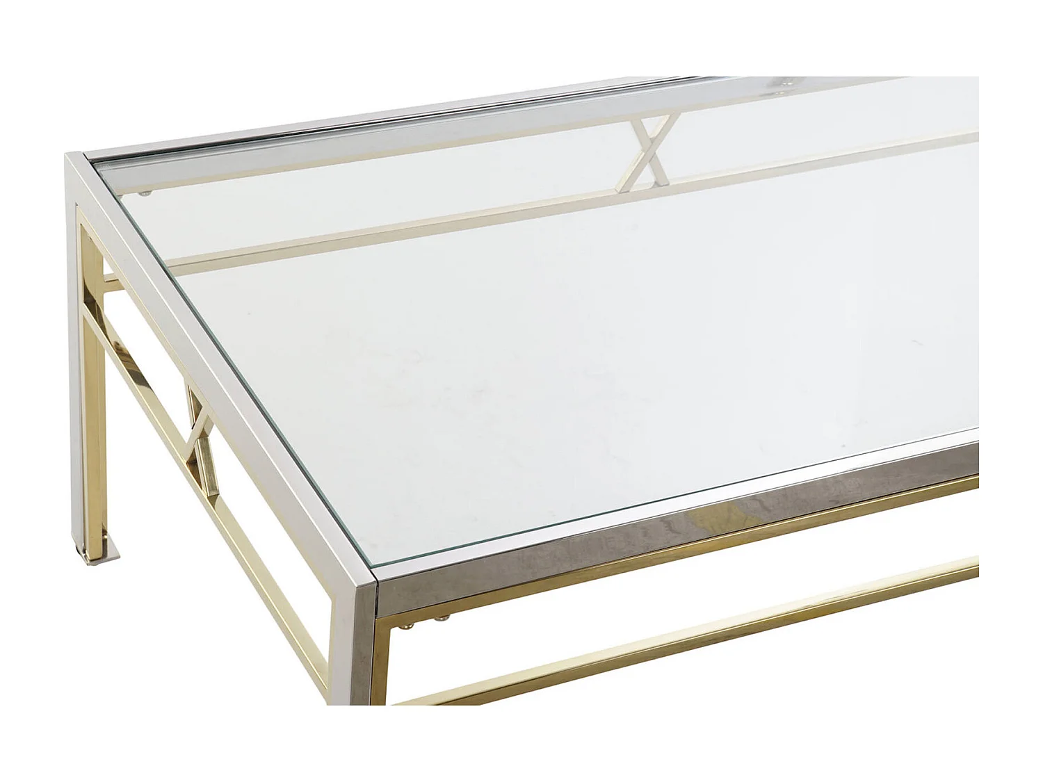 Table basse design en verre et acier argenté élégant