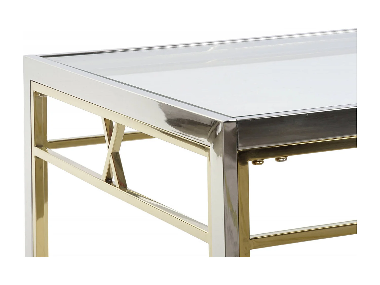 Table basse design en verre et acier argenté élégant